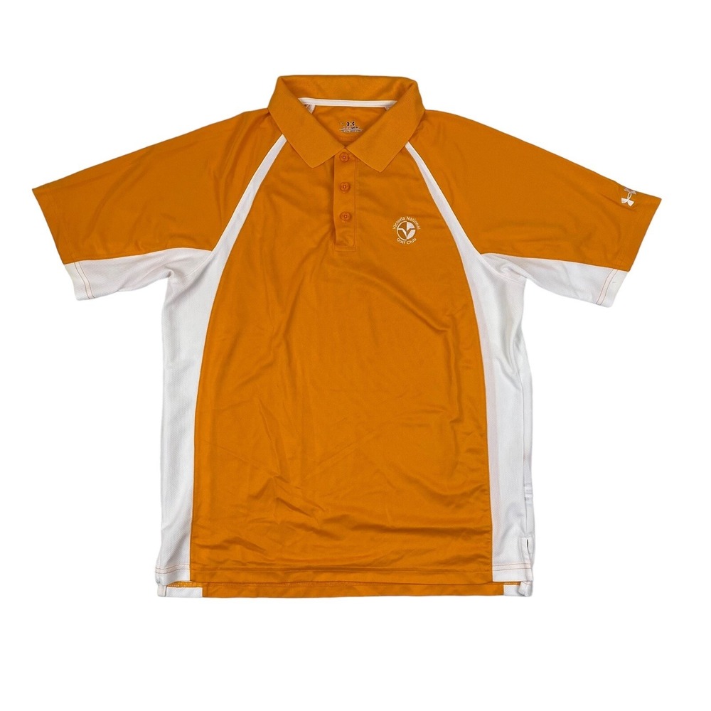 Under Armour HeatGear Victoria National Golf Club Polo Shirt Sz L Orange S/S
